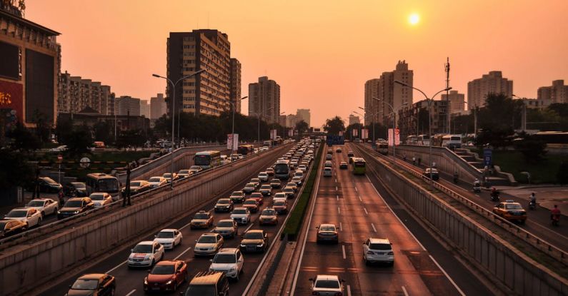 Transportation - Vehicle in Road at Golden Hour